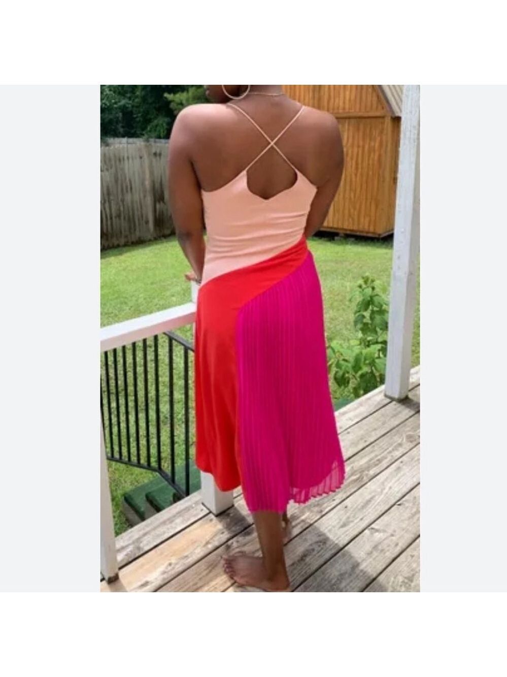 CUSHNIE X Target satin dress sleeveless lined pleated skirt pink red size 12 NEW - Picture 4 of 12